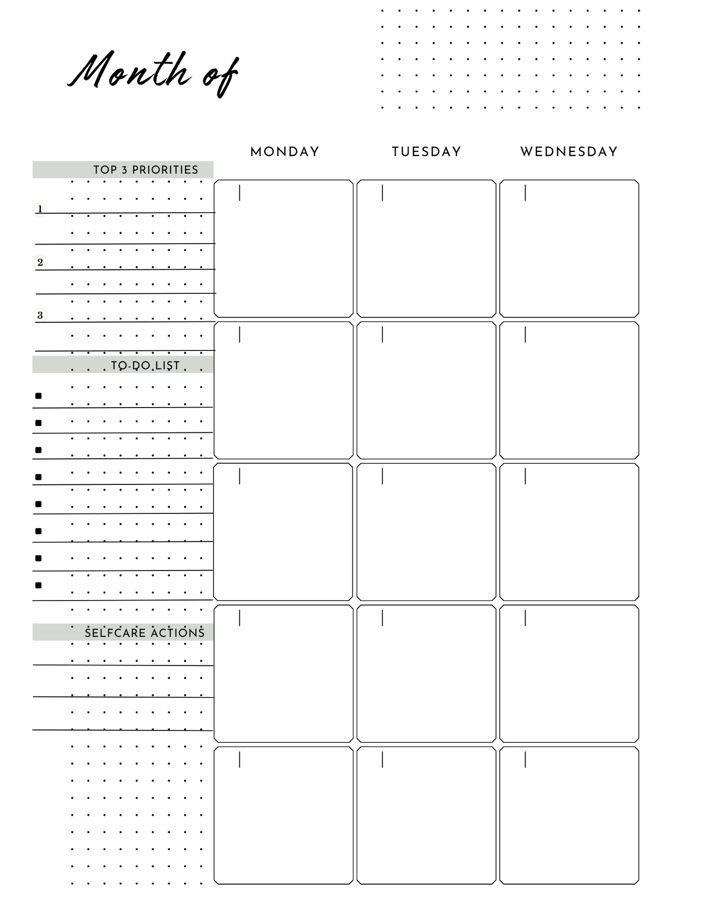 My Life In Sync : Monthly Planner