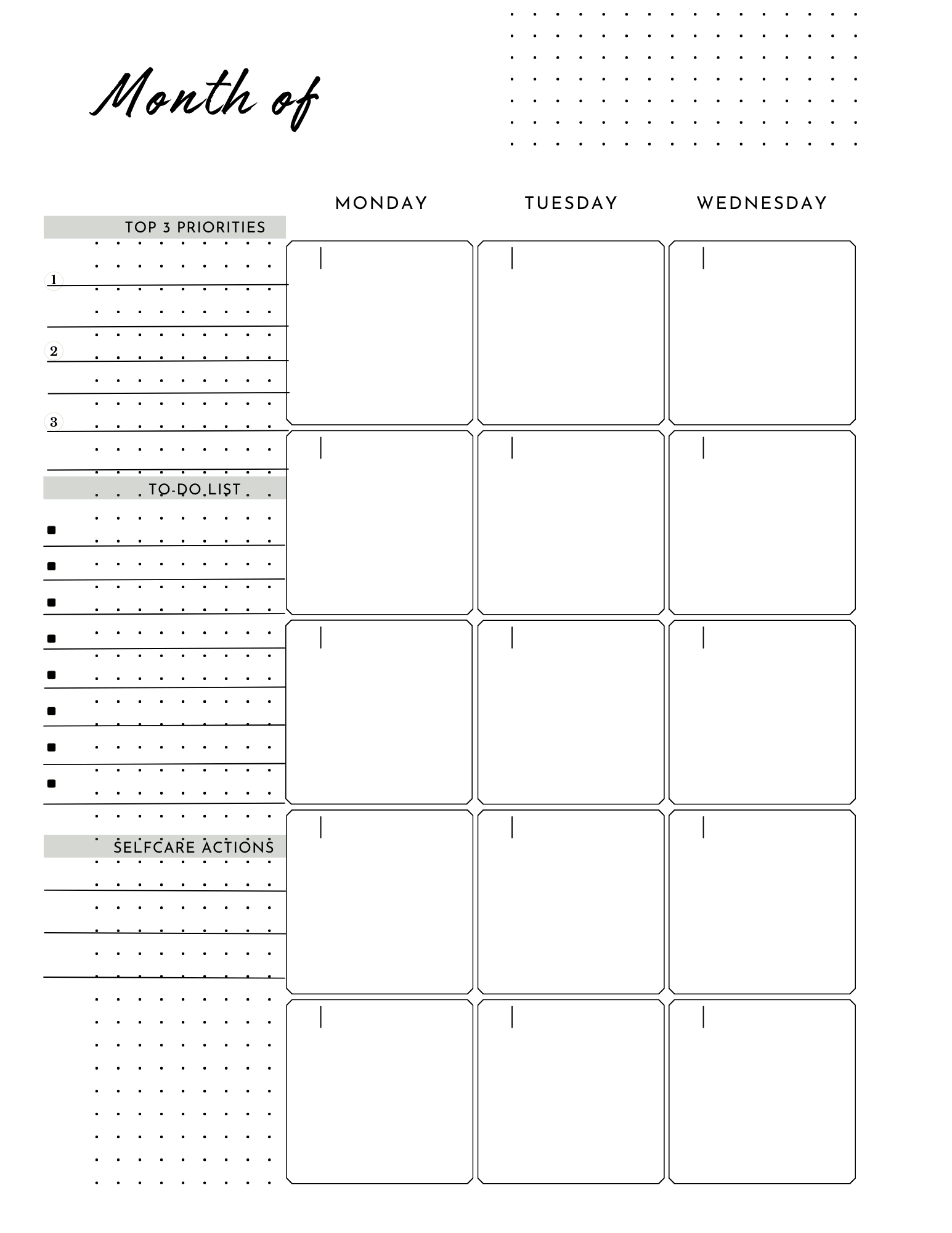 My Life In Sync : Monthly Planner