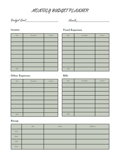 My Life In Sync : Monthly Planner